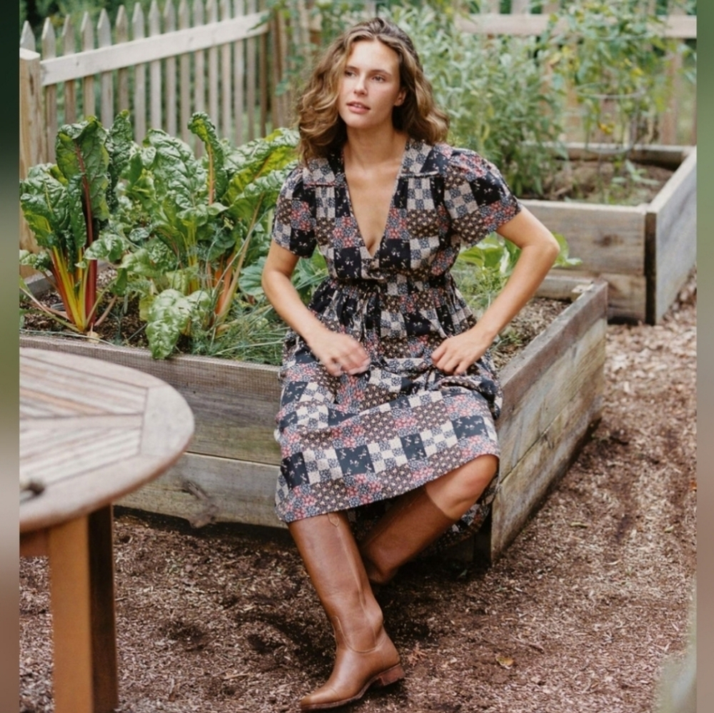 Christy Dawn the dawn dress in harvest patchwork, medium - Picture 5 of 8
